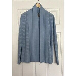 IBEX Open Front Knit Cardigan Sweater Size XS Merino Wool Blend Blue Stripe